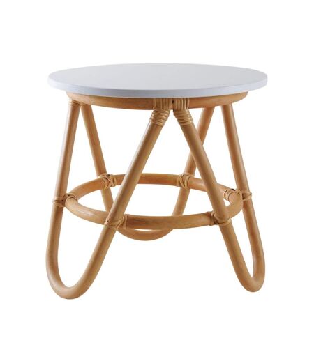 Petite table d'appoint en rotin et MDF laqué