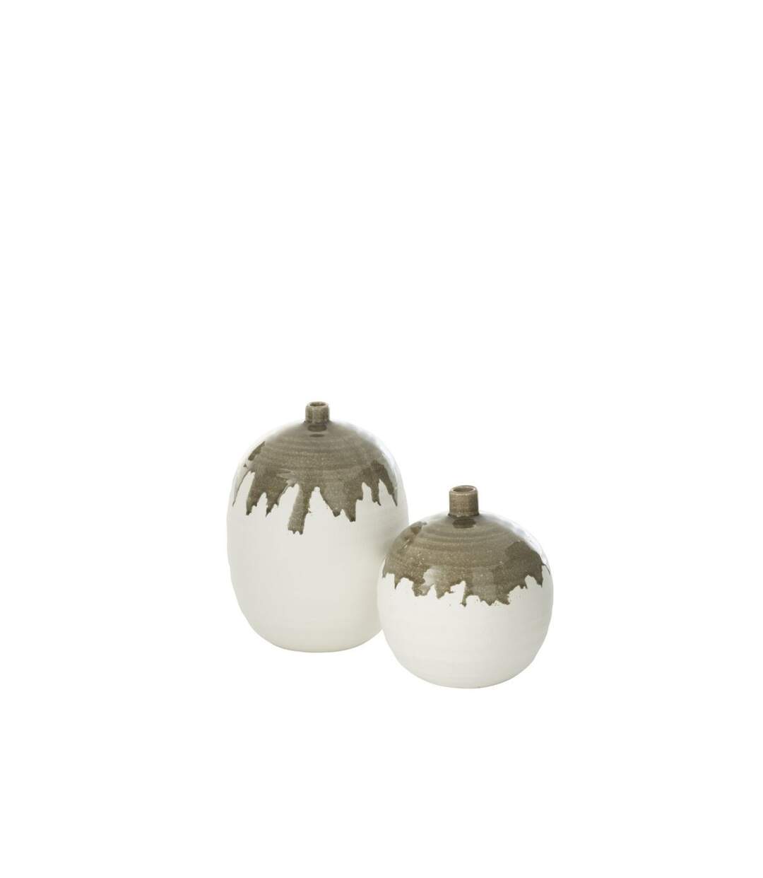 Vase Bouteille en Argile Olea 23cm Blanc & Vert-2