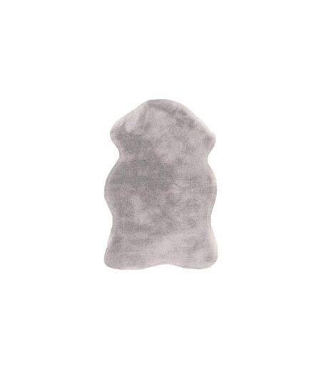 Tapis Uni Doux Poils Longs Rabbit 60x90cm Argent