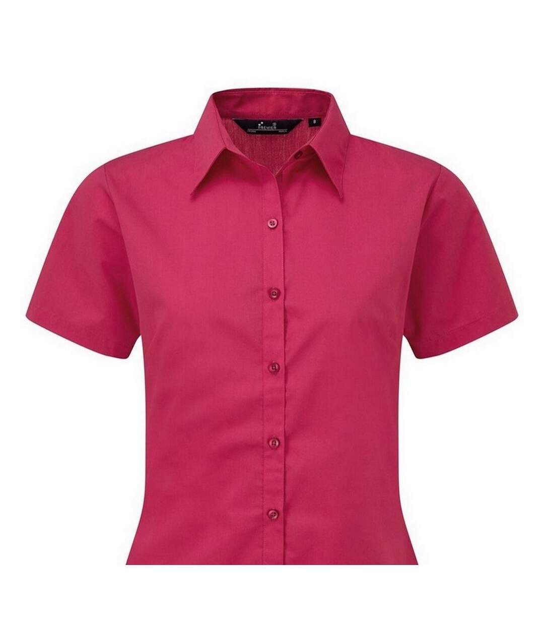 Short Sleeve Poplin Blouse / Plain Work Shirt Hot Pink Premier-2