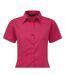 Short Sleeve Poplin Blouse / Plain Work Shirt Hot Pink Premier-2