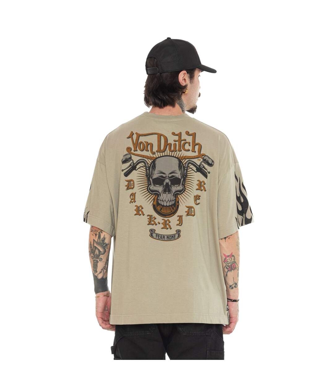T-shirt homme relax en jersey 180GSM avec print devant et dos Boston Vondutch-2