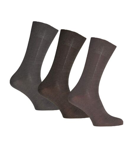Simply Essentials Mens Super Soft Bamboo Socks (Pack Of 3) (Shades of Brown) - UTUT1580