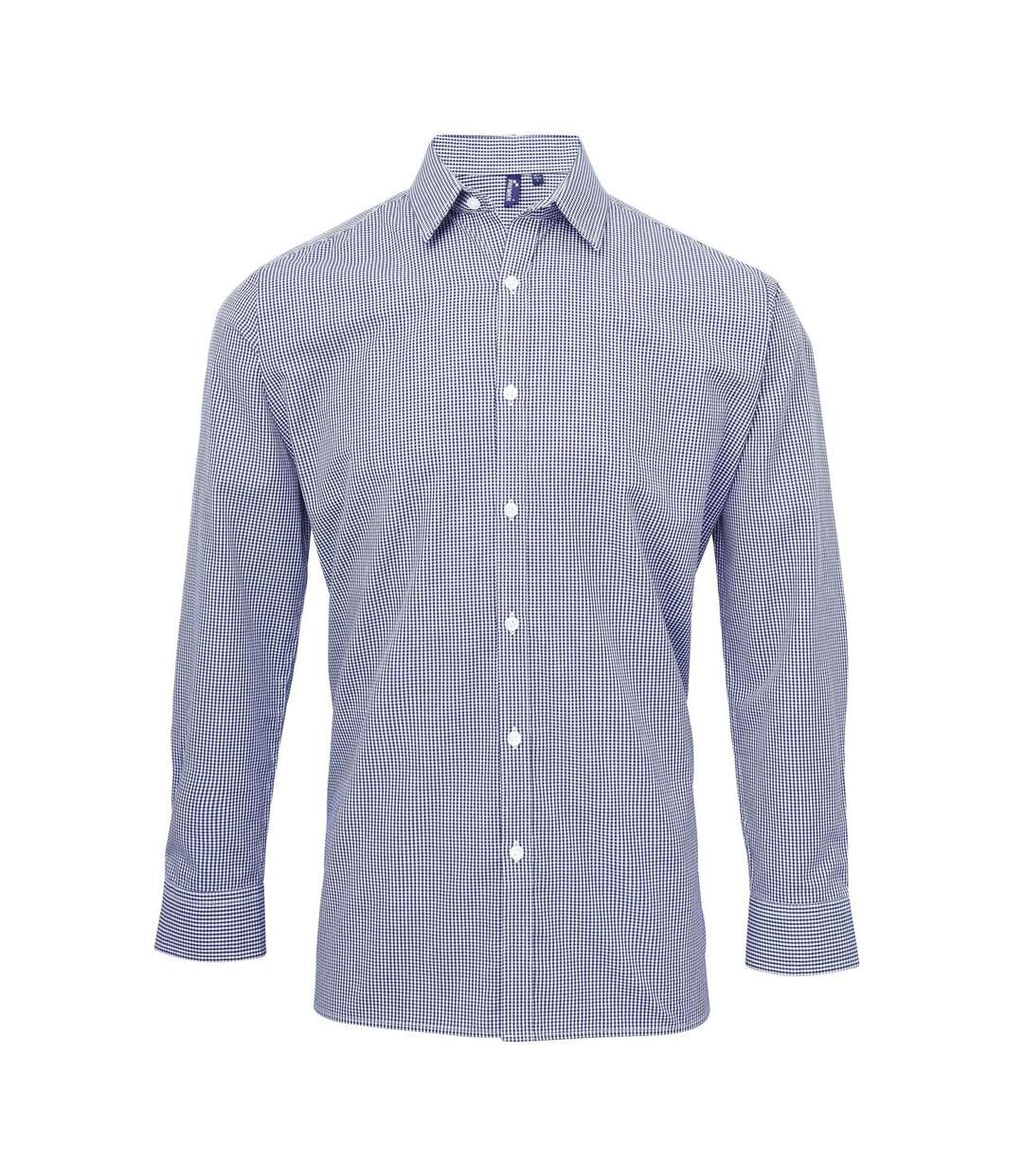 Chemise à carreaux manches longues - Homme - PR220 - bleu marine