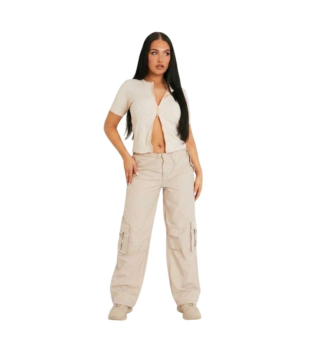 Haut Manches Courtes Femme Beige Missy Empire-2