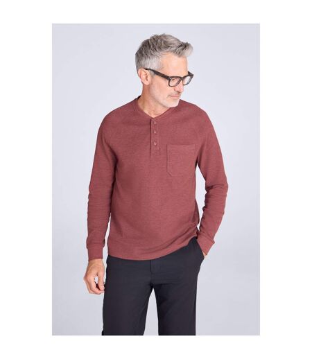 T-shirt Uni Et Texturé Manches Longues À Col Boutonné Selby Homme Bordeaux Mountain Warehouse