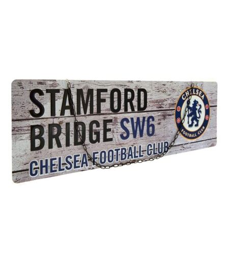 Chelsea FC Stamford Bridge Rustic Street Sign (Gray/Black/Blue) (One Size) - UTSG20607