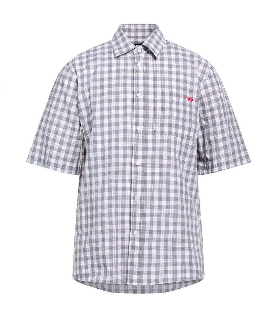 Mens Checked Short-sleeved Shirt Grey Diesel-1