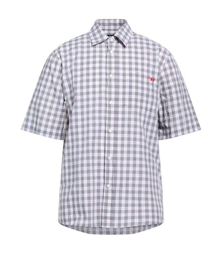 Mens Checked Short-sleeved Shirt Grey Diesel