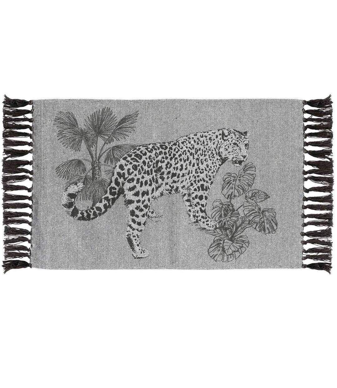 Tapis Imprimé à Franges Cocoleo 50x80cm Gris-1