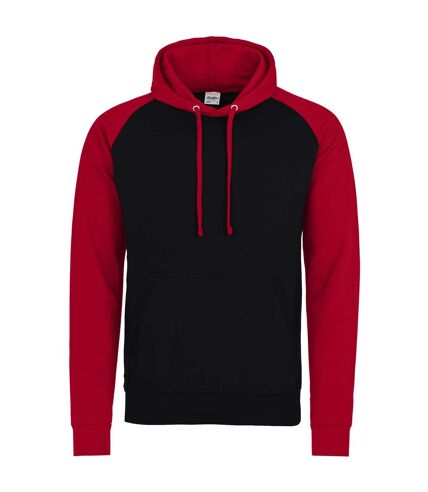 Sweat de baseball à capuche bicolore homme noir / rouge Awdis