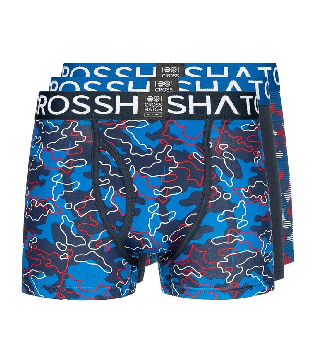 Mens Linamo Open Fly Boxer Shorts Blue Crosshatch-1
