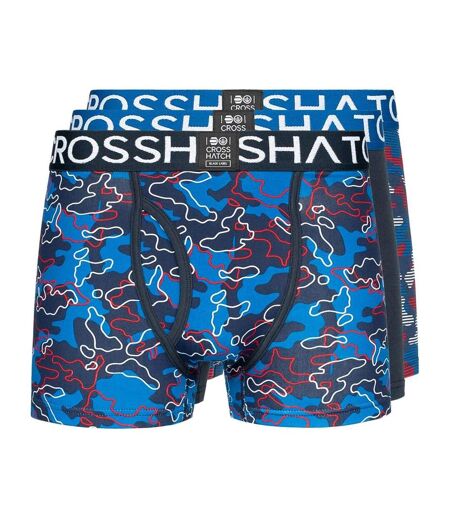 Mens Linamo Open Fly Boxer Shorts Blue Crosshatch