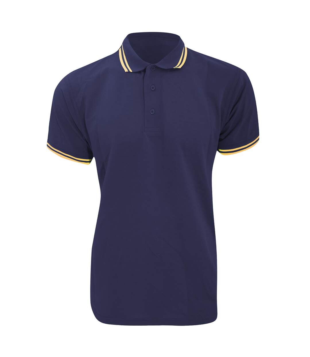 Kustom Kit Mens Tipped Piqué Short Sleeve Polo Shirt (Navy/Sun Yellow) - UTBC613-1