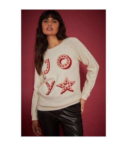 Dorothy Perkins Womens/Ladies Joy Glitter Christmas Sweater (Ivory) - UTDP4729