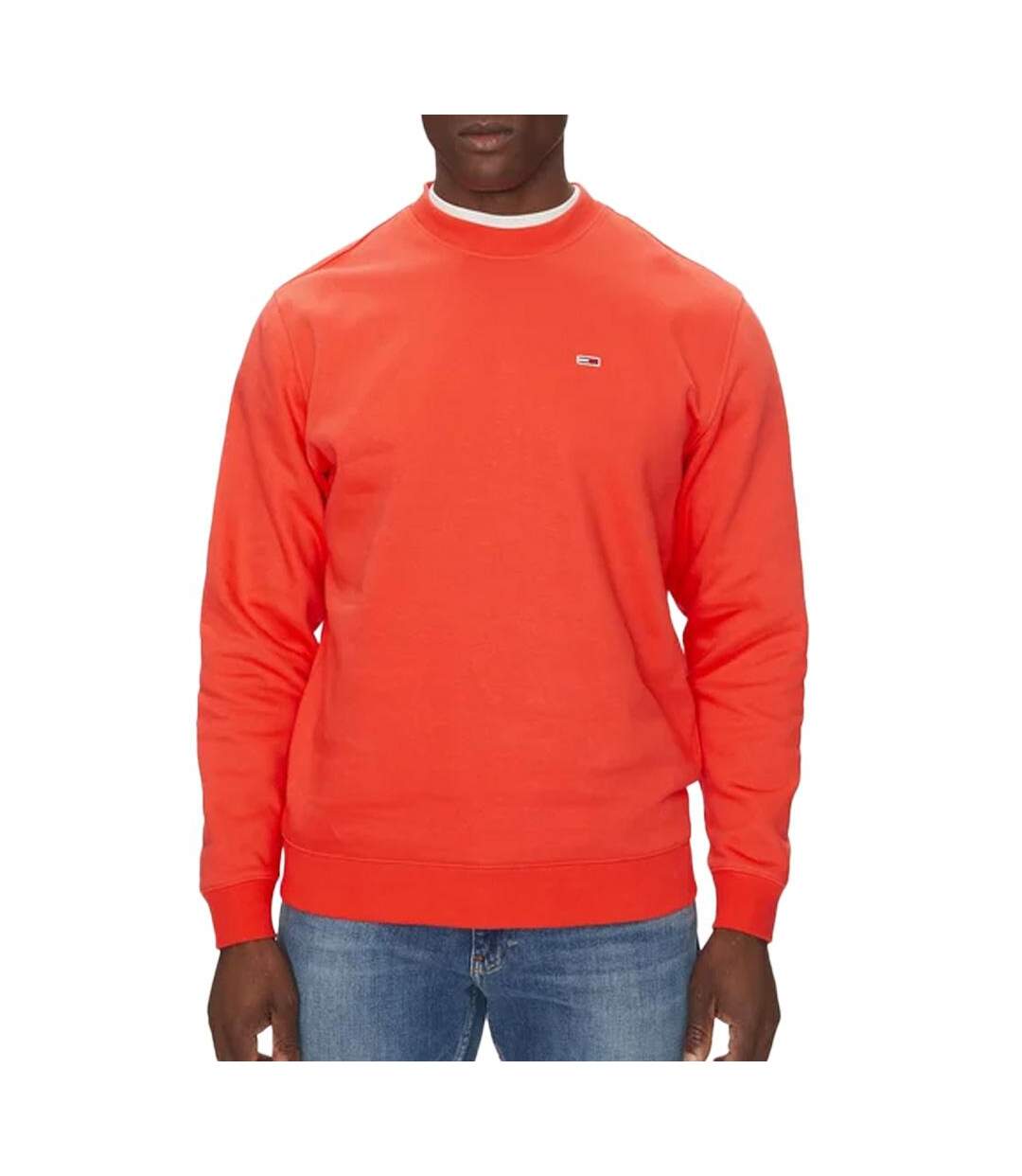 Sweat orange homme tommy hilfiger reg flag crew-1