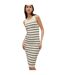 Robe Moulante Sans Manches Motif/style À Rayures Femme Beige Pâle Vero Moda-4