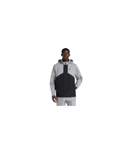 Mens Two Tone Woven Hooded Jacket Grey Black New Balance