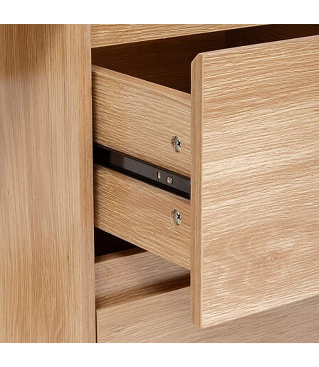 Bureau 2 tiroirs effet bois ABANA - Beige-4