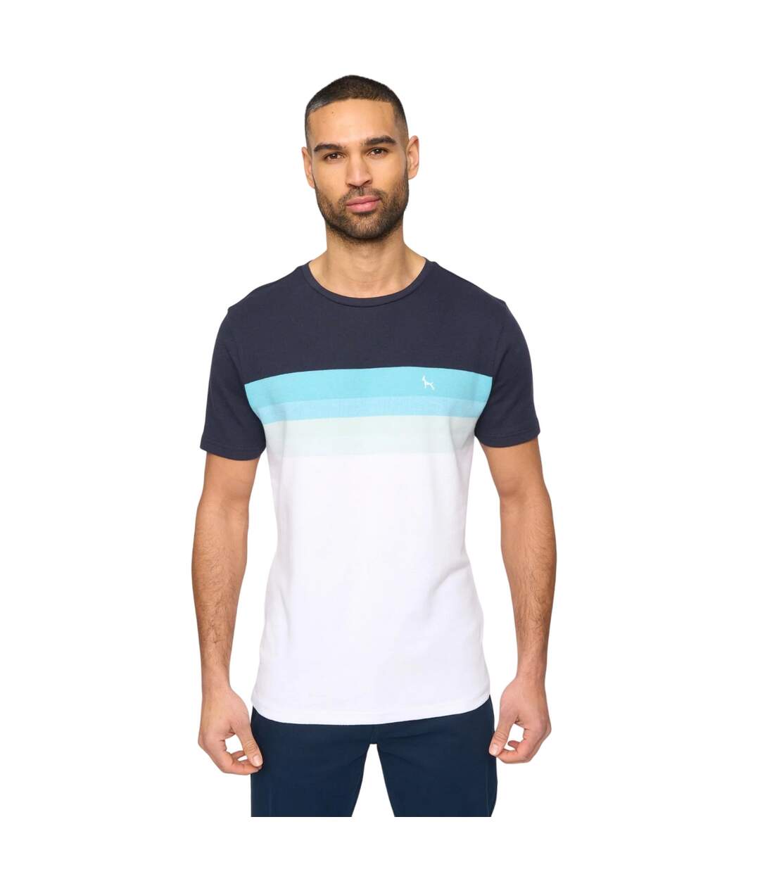 Mens Kemble T-shirt Navy Turquoise Bewley & Ritch-1