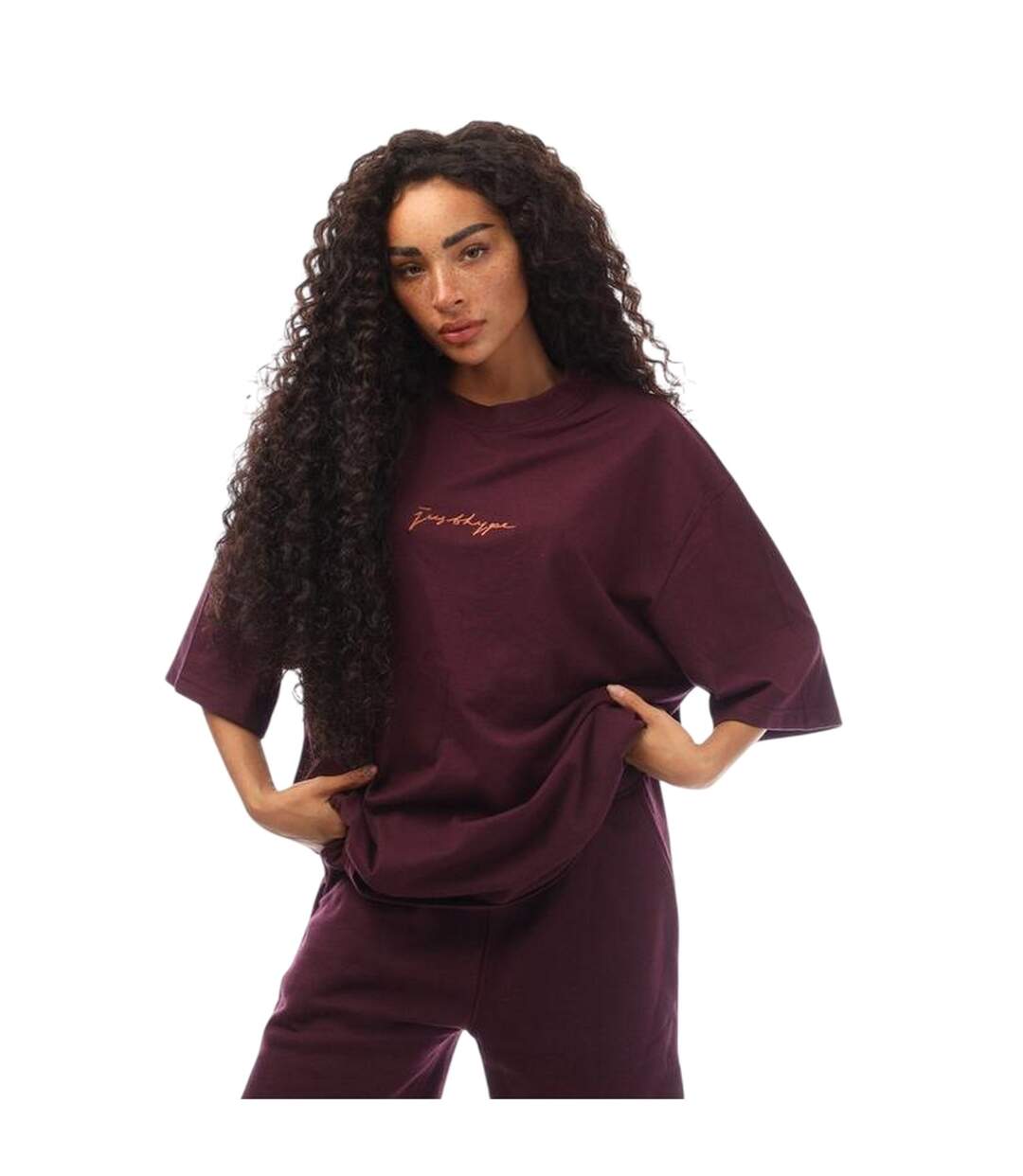 Mens Signature Logo Oversized T-shirt Purple Hype-1