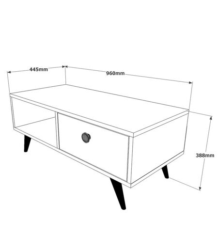 Table Basse avec multiples rangements en panneaux de particules et métal - Blanc