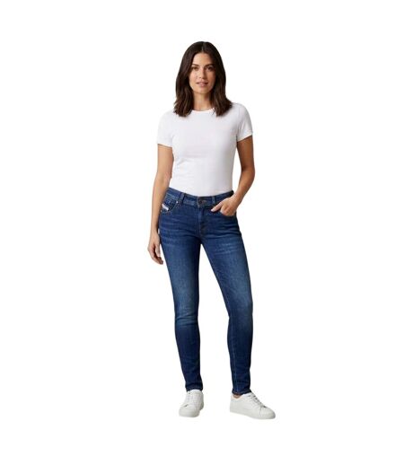 Womens/ladies Mid Rise Straight Leg Jeans Blue Denim Diesel