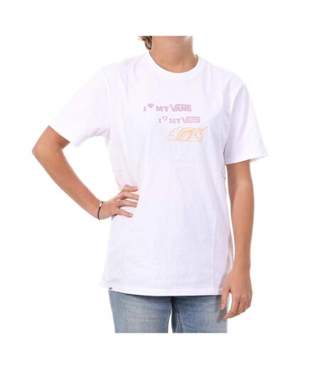 T-shirt blanc femme vans stamp logo ss tee