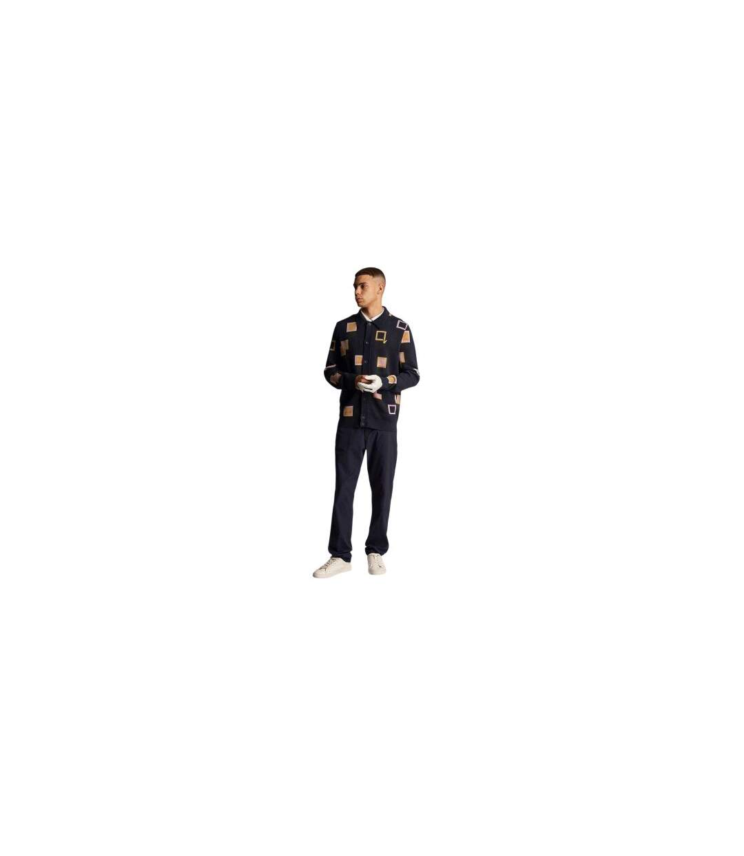 Cardigan Décontracté Motif/style Carré Homme Bleu Marine Foncé Lyle & Scott-1
