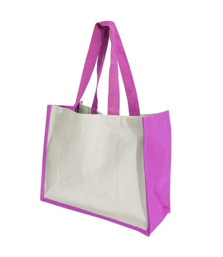 Westford Mill Printers Jute Cot Shopper Bag (21 Liters) (Pack of 2) (Fuchsia) (One Size) - UTBC4539