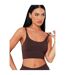 Womens/ladies Ribbed Dual Thinstrap Crop Top Chocolate Missy Empire-1