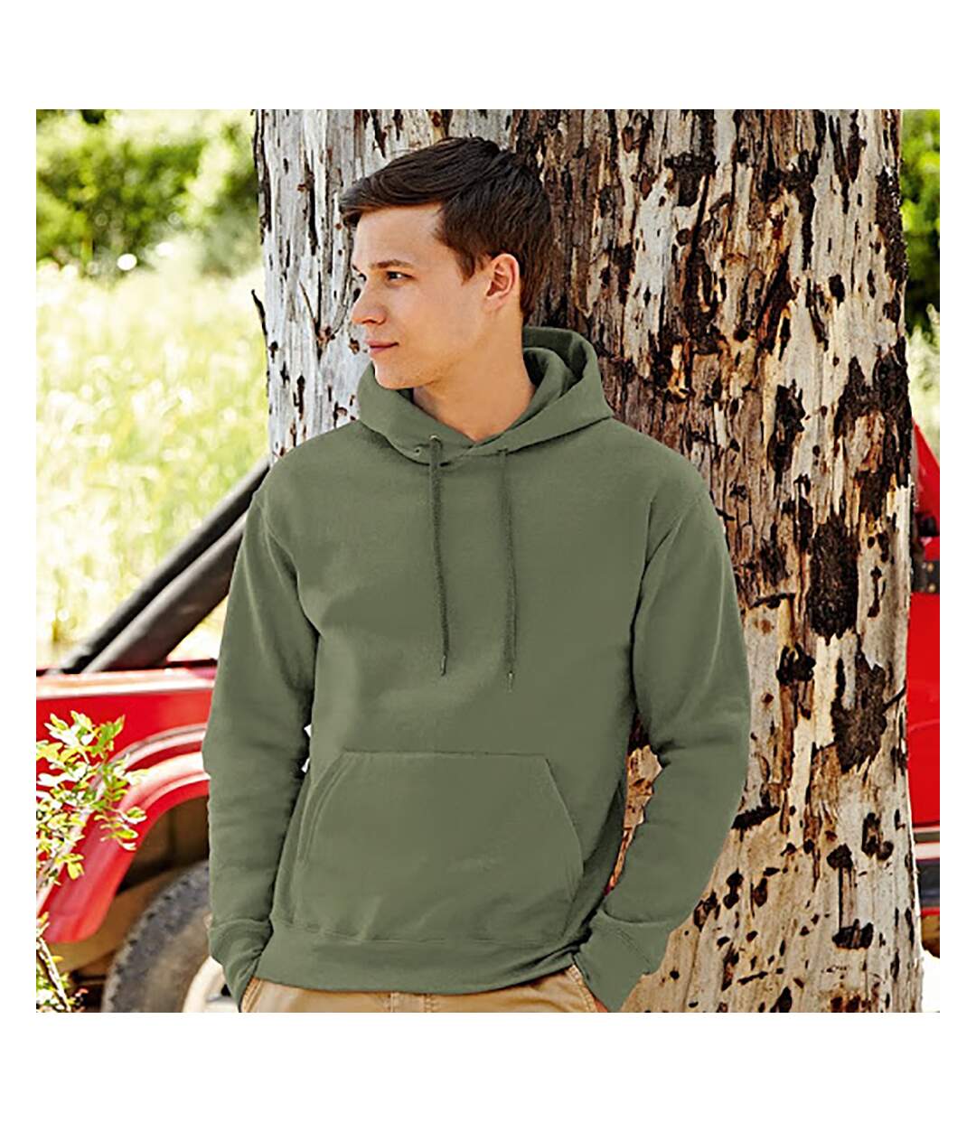 Sweatshirt à capuche homme olive Fruit of the Loom