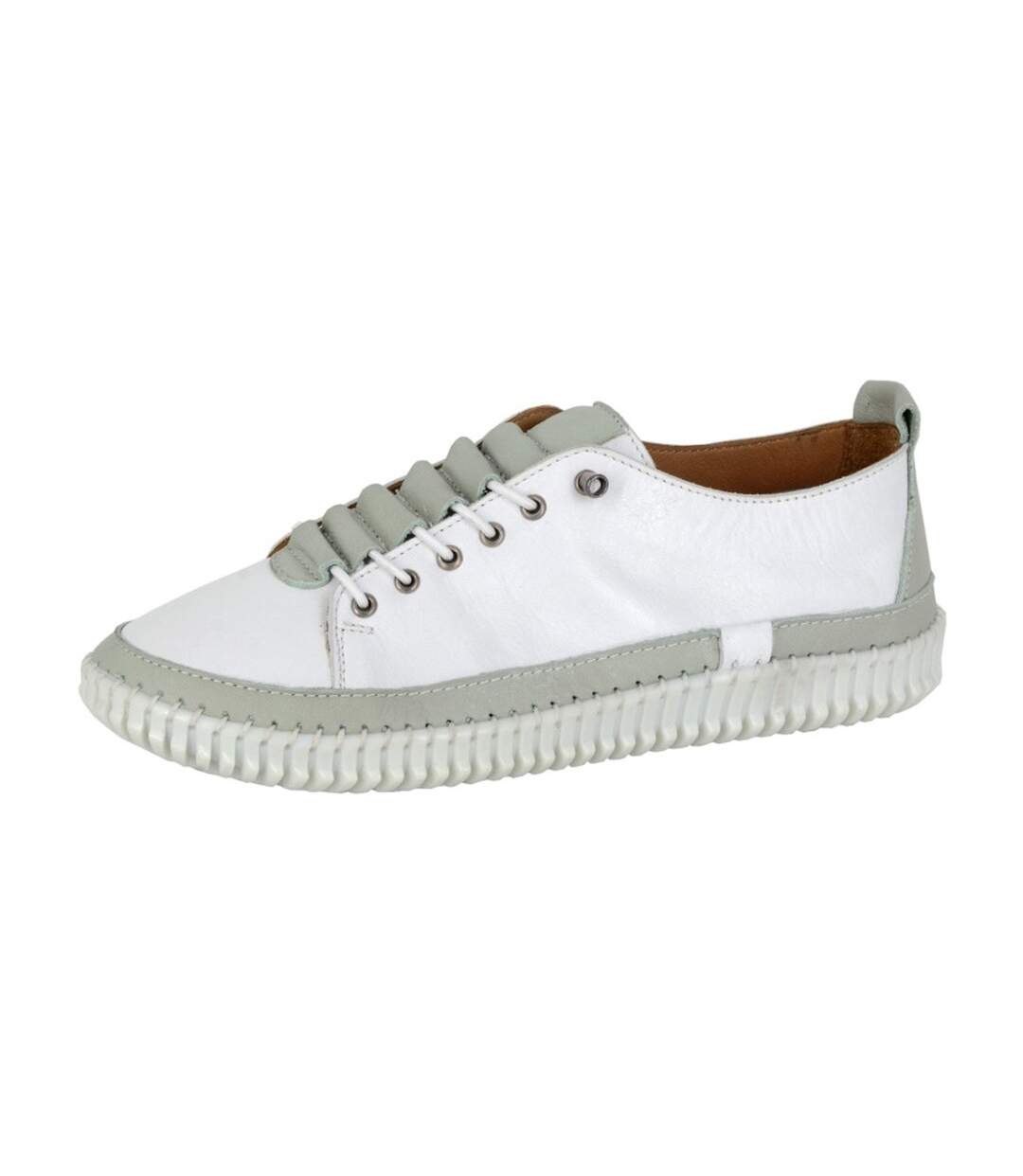 Womens/ladies Softie Leather Trainers White Mint Mod Comfys-2