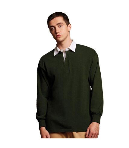 Front Row Mens Long Sleeve Sports Rugby Shirt (Bottle Green) - UTRW473