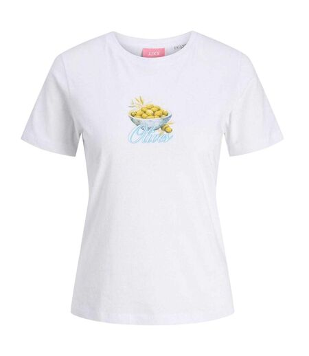 T-shirt Motif/style Drupe D'olive Femme Blanc JJXX