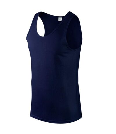 Mens softstyle plain tank top navy blue Gildan