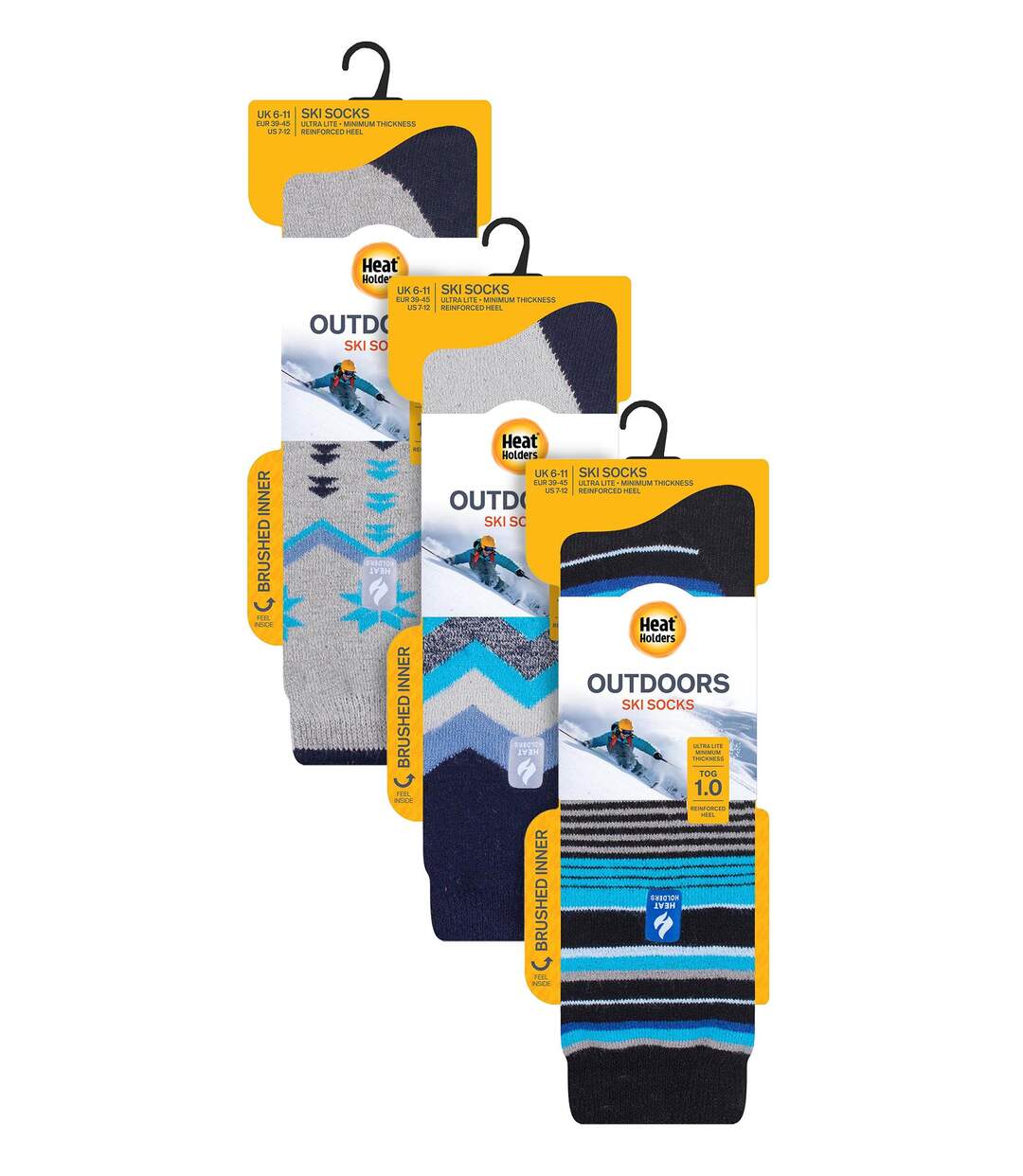 Heat Holders - 3 paires de chaussettes de ski thermiques longues pour hommes-2