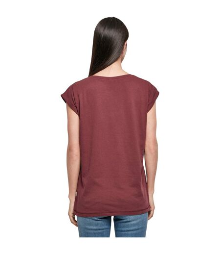 Build Your Brand Womens/Ladies Extended Shoulder T-Shirt (Cherry)