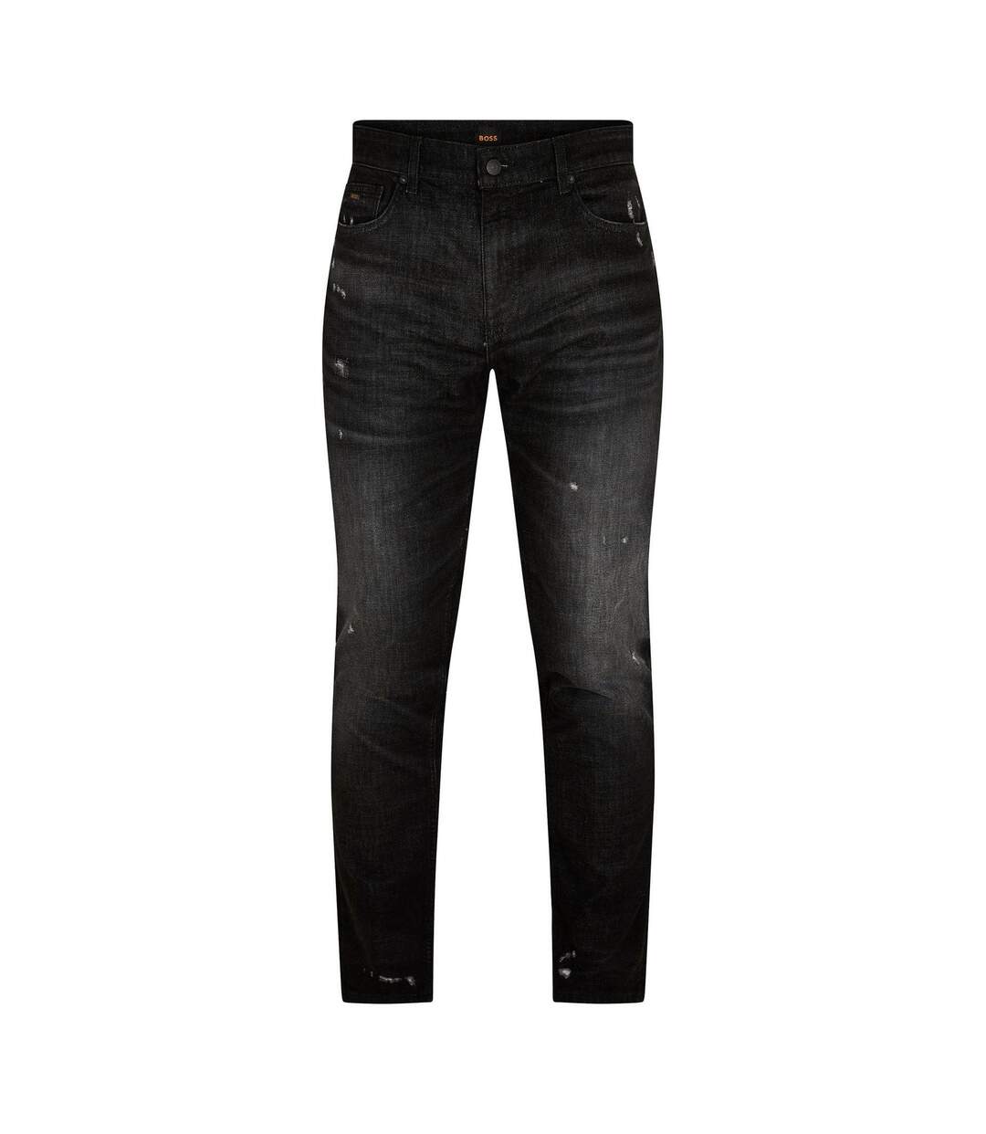 Mens Delaware Distressed Slim Jeans Charcoal Boss-1