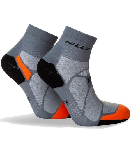 Mens Marathon Fresh Ankle Socks Minimum Grey Orange Hilly