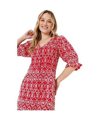 Womens/ladies broderie button through midi dress red Dorothy Perkins