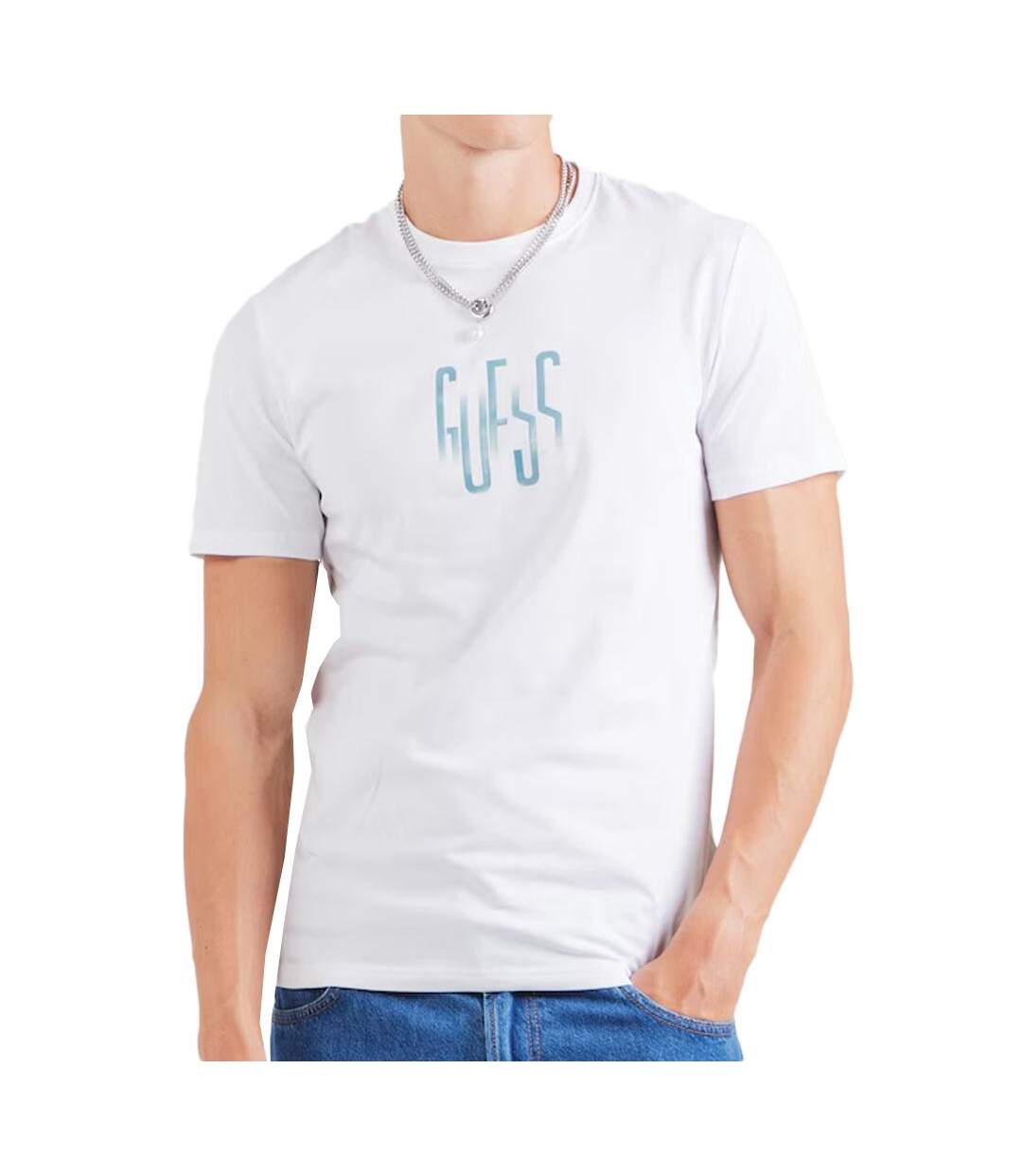 T-shirt Blanc Homme Guess Shaded - S-1