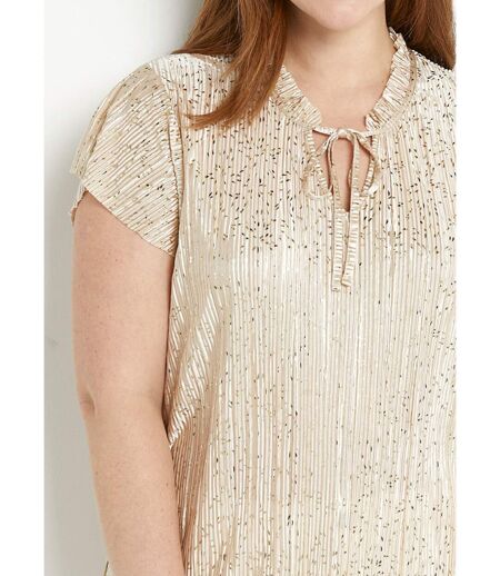 T-shirt long imprimé doré manches courtes