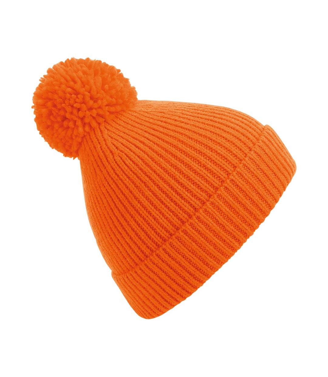 Beechfield Unisex Engineered Knit Ribbed Pom Pom Beanie (Orange) - UTRW7313-1