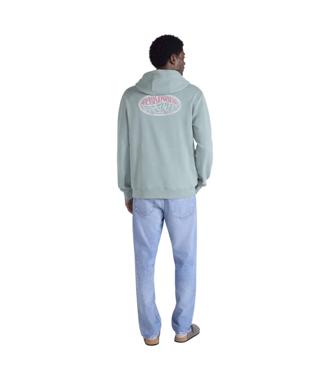 Mens River Worldwide Freeride Back Print Hoodie Pale Green Animal-4
