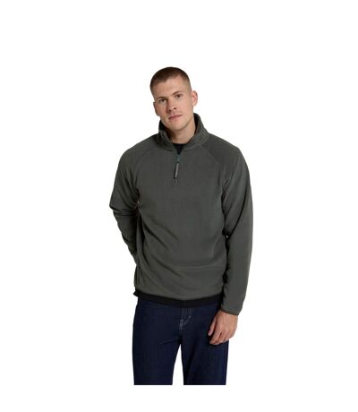 Mens Stockholm Half Zip Fleece Top Dark Khaki Animal