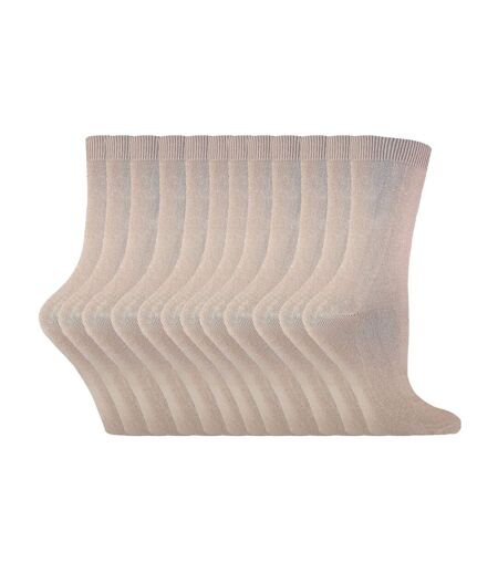 12 Pairs Ladies Plain Coloured Cotton Rich Dress Socks