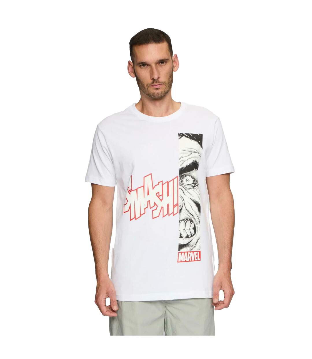 T-shirt Homme En Colère Blanc Hulk-1
