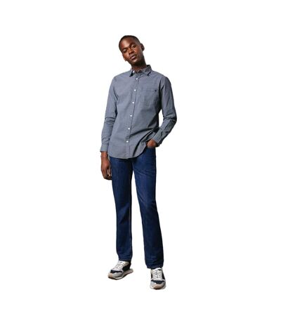 Mens Micro Geo Print Long-sleeved Shirt Navy Maine
