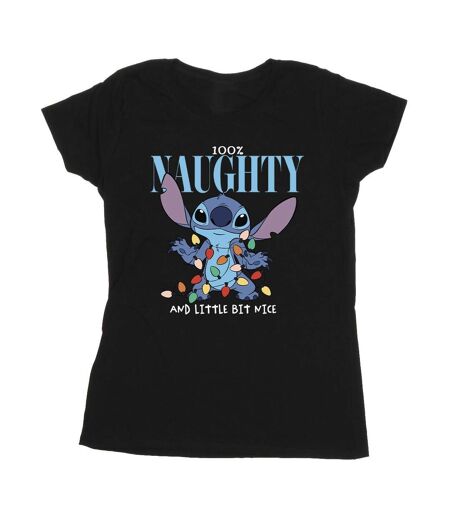 Disney T-shirt en coton Femmes/Ladies Lilo & Stitch Naughty & Nice (Noir) - UTBI26102